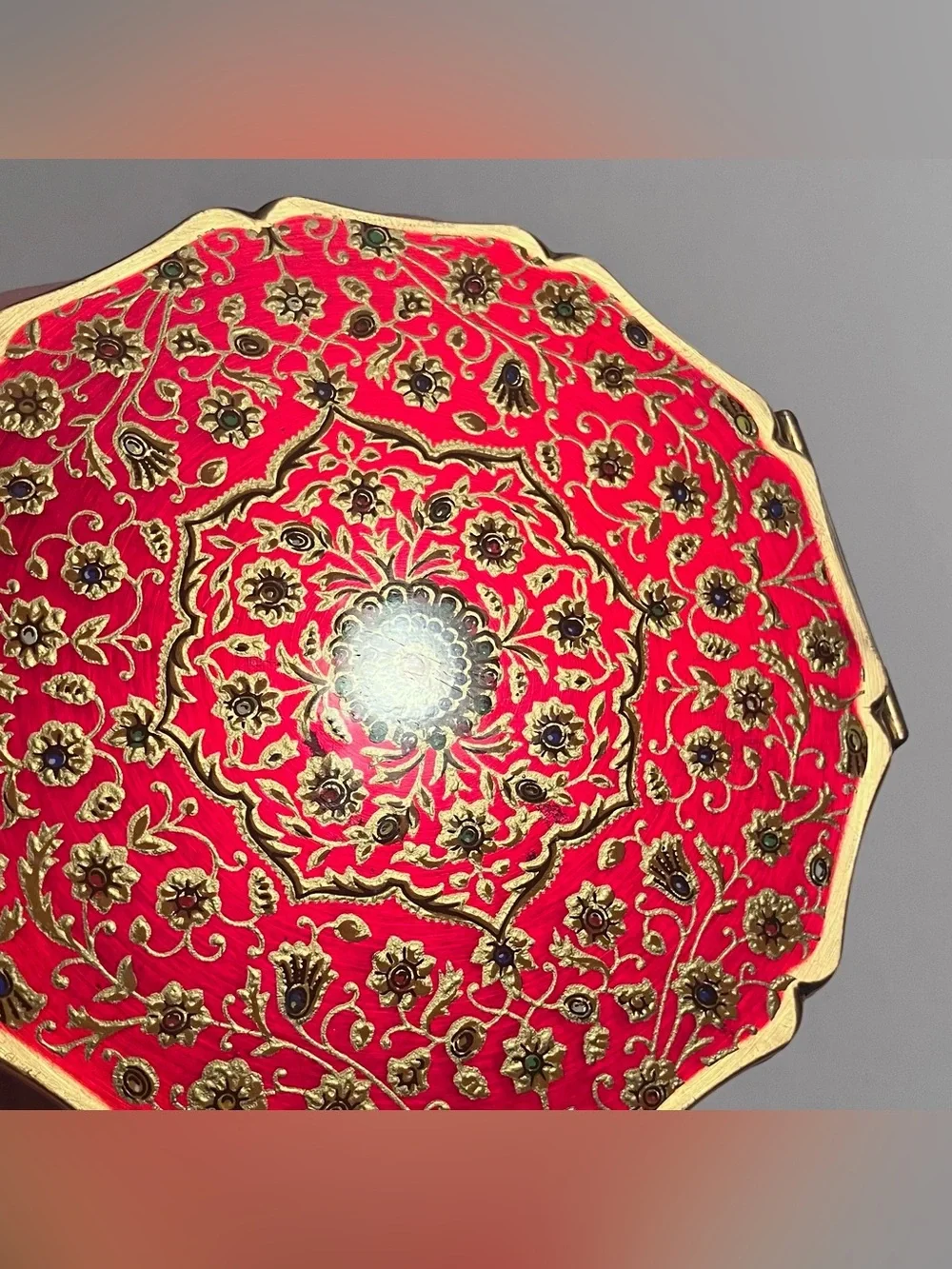 MCM Stratton ENAMELED POWDER COMPACT / Lovely ENGLISH Gold Plate / MIRROR INTACT